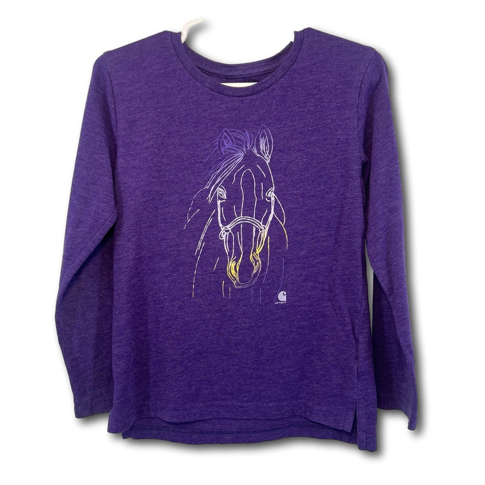 Carhartt Kids Long Sleeve Shirt Girls Toddler Size 4T Horse Purple